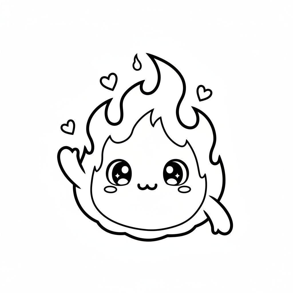 Fire coloring page for everyone - Manga style