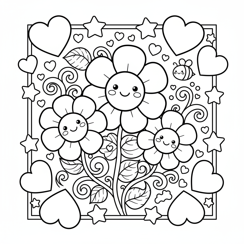 Free printable Floral coloring page for Everyone. High-quality black and white coloring sheet designed for Everyone. Perfect for creativity and fun.
