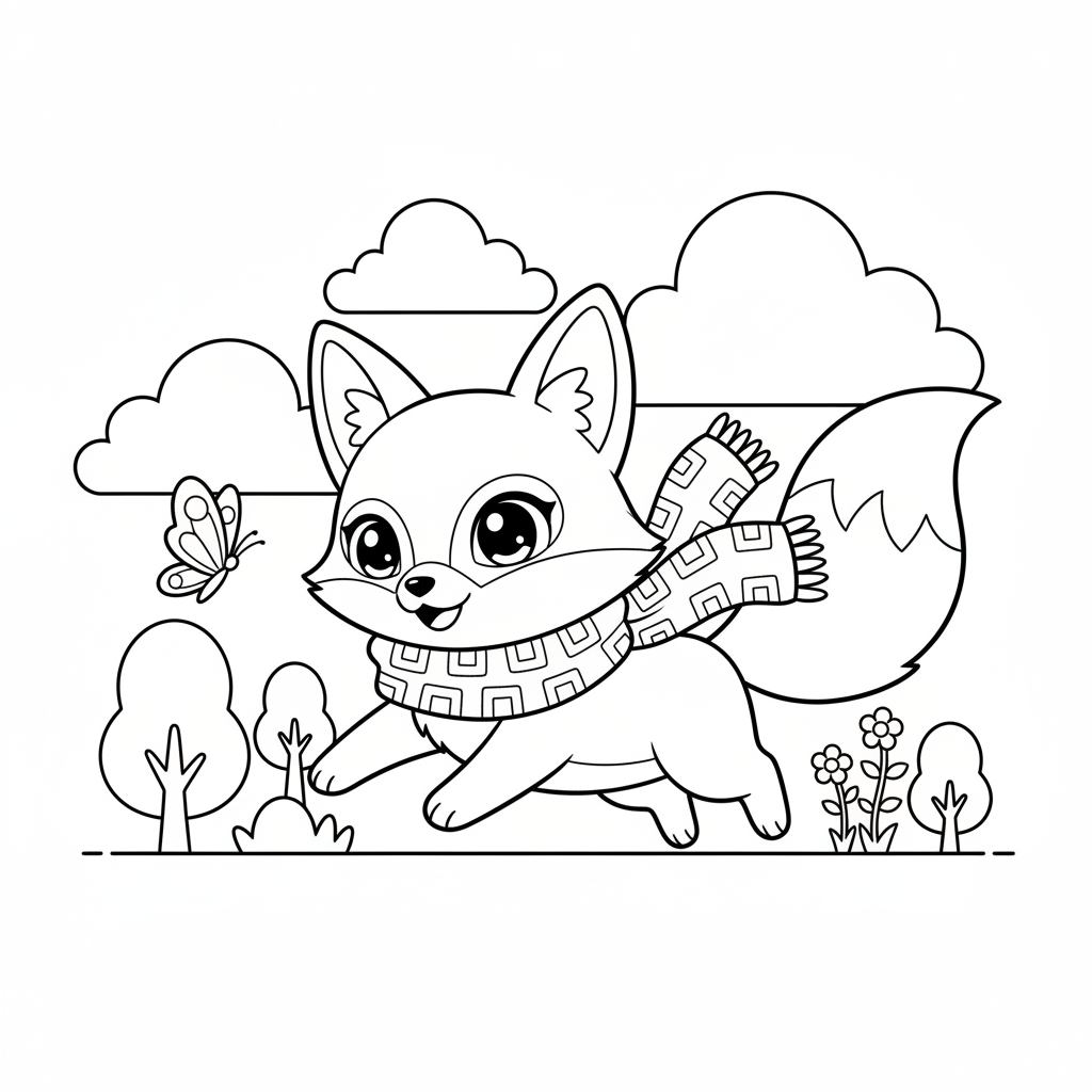 Free printable Fox coloring page for Everyone. High-quality black and white coloring sheet designed for Everyone. Perfect for creativity and fun.