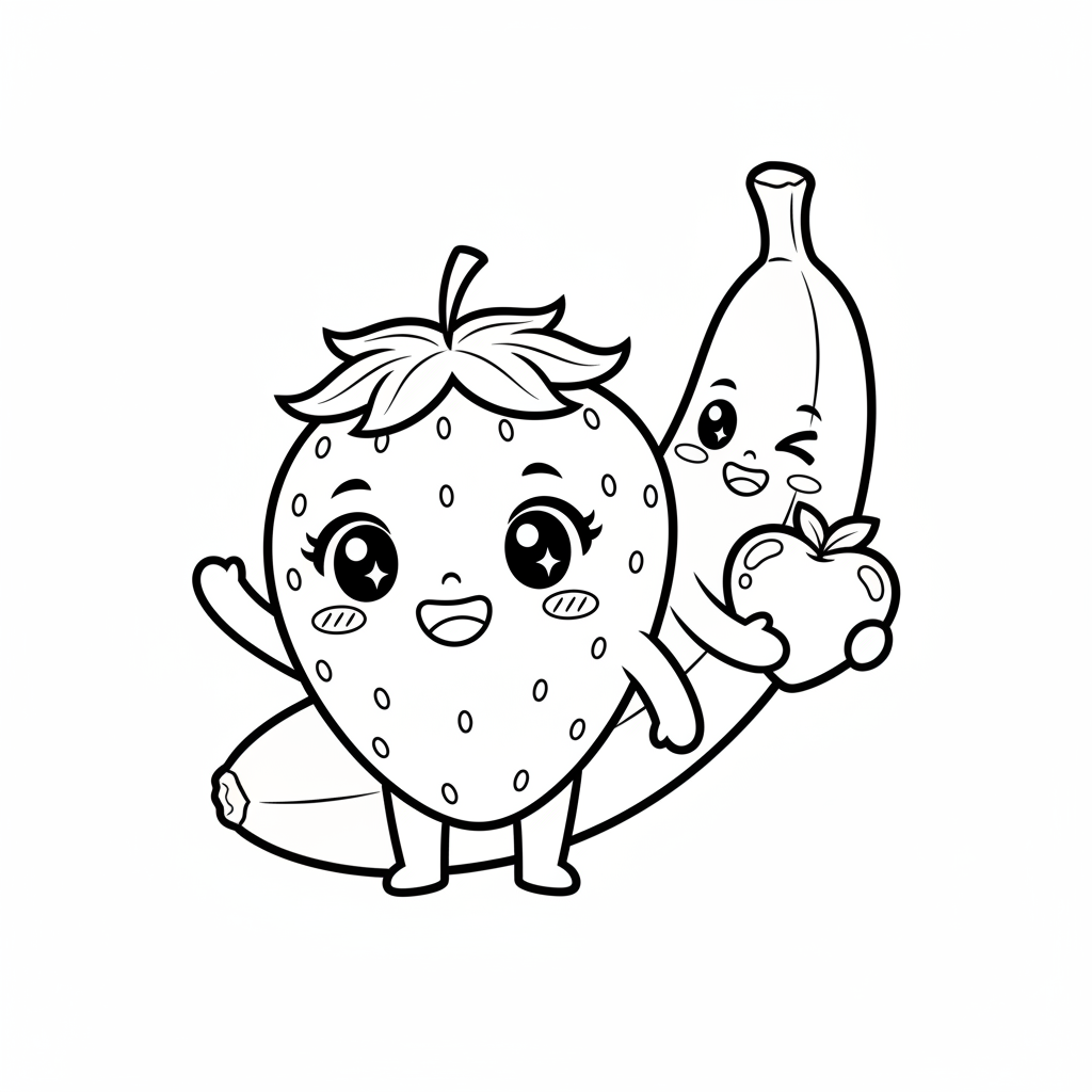 Fruit coloring page for everyone - Manga style