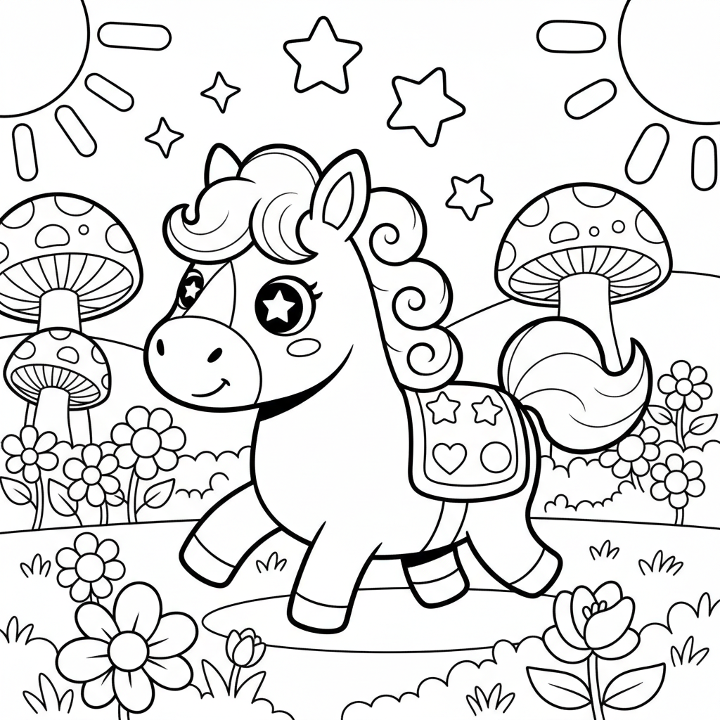 Horse coloring page for everyone - Manga style