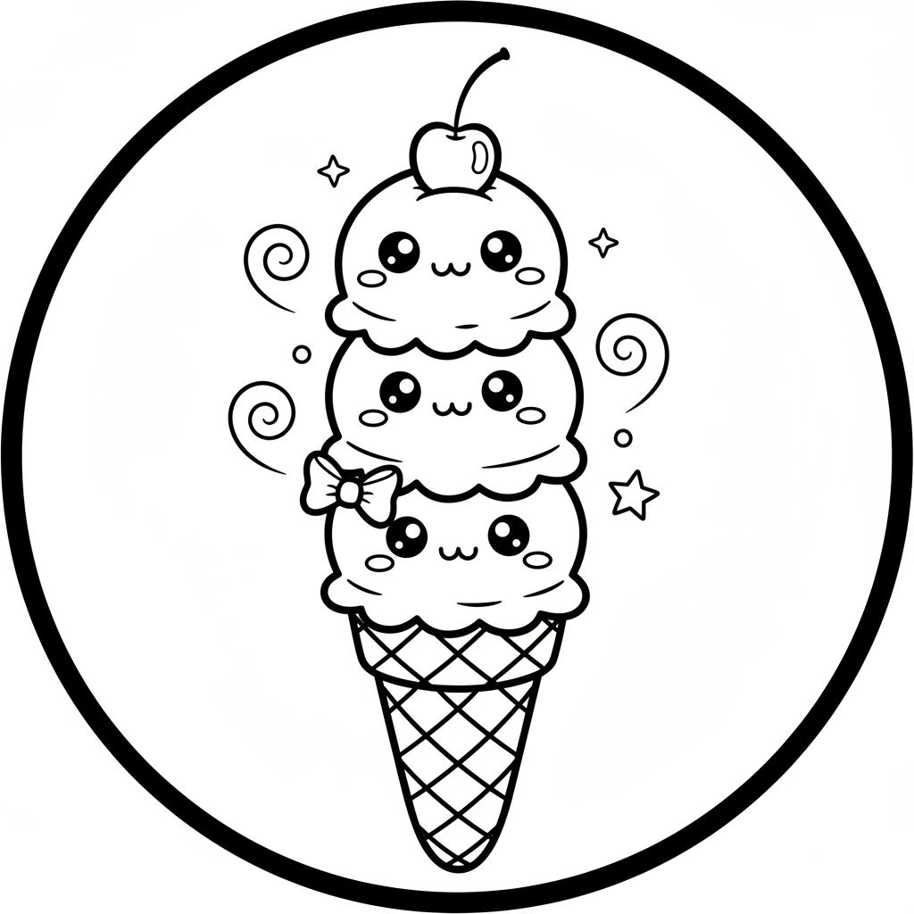 Ice Cream coloring page for everyone - Manga style
