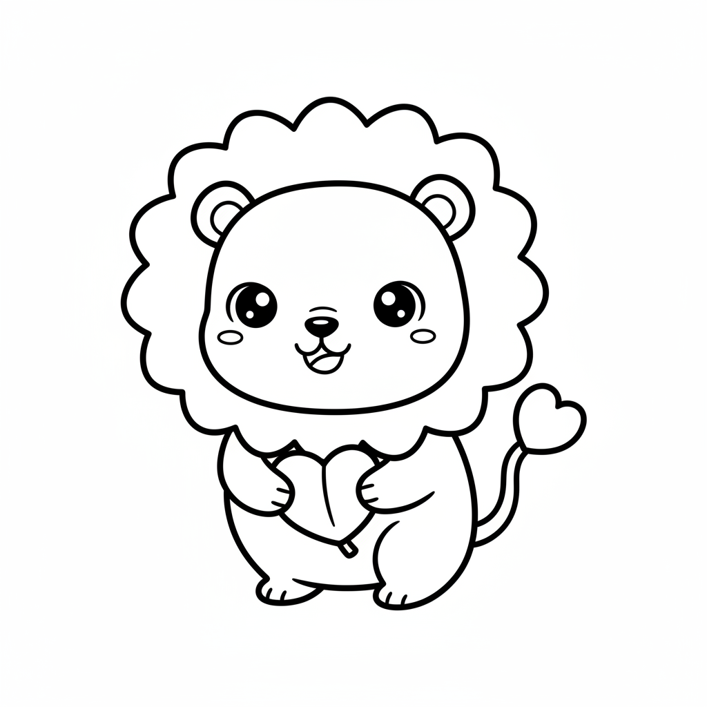 Lion coloring page for everyone - Manga style