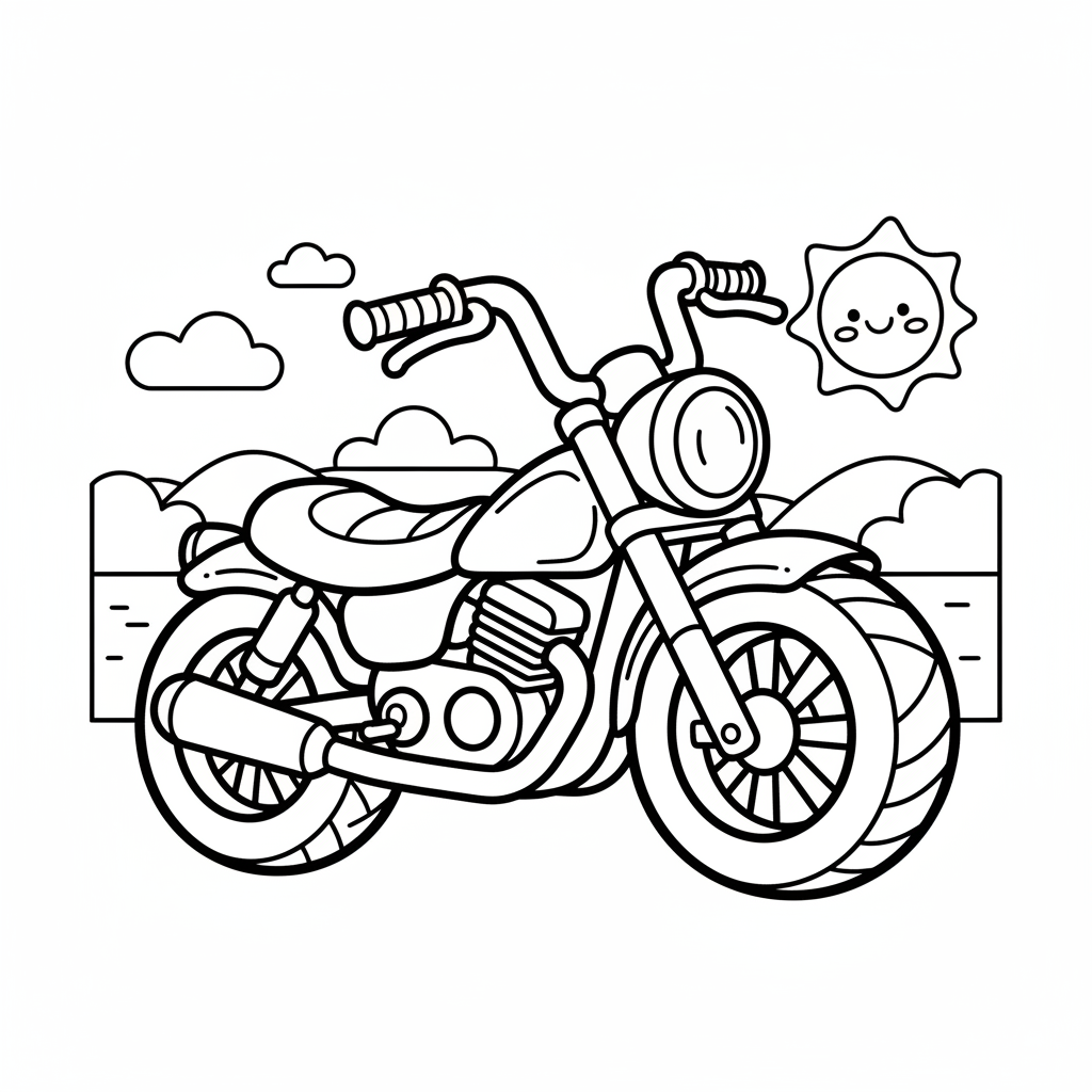 Motorcycle coloring page for everyone - Manga style