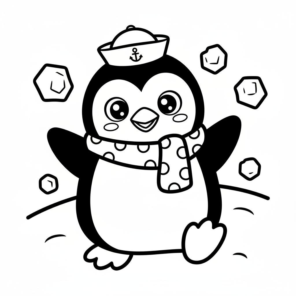 Penguin coloring page for everyone - Manga style
