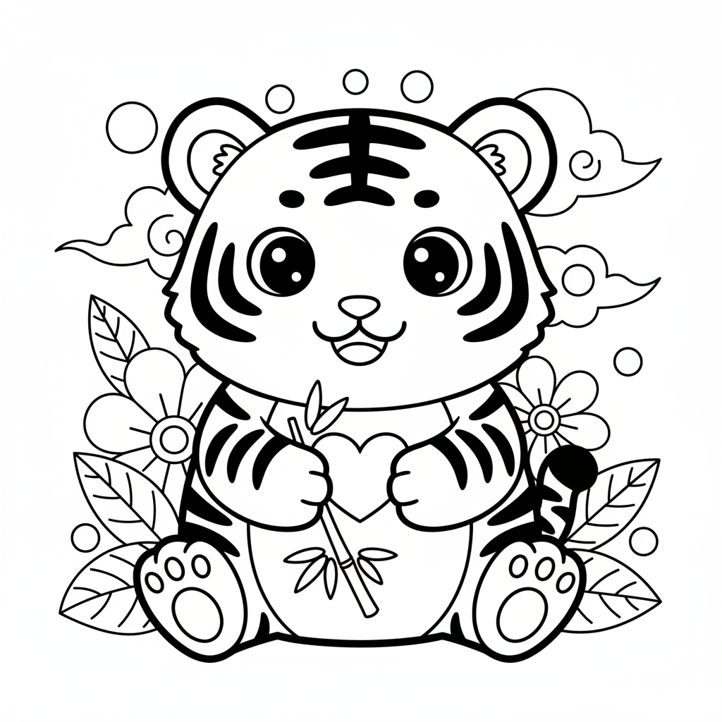 Tiger coloring page for everyone - Manga style