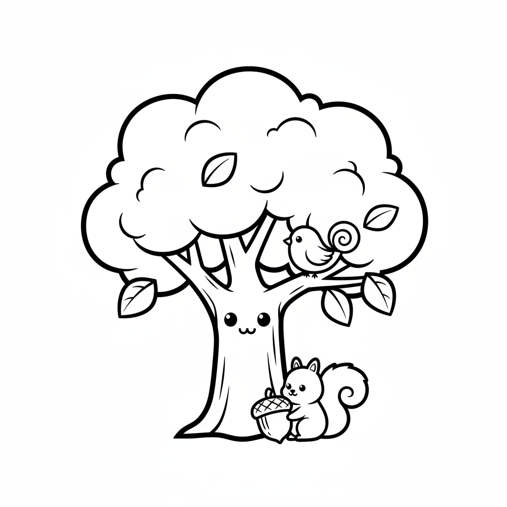 Tree coloring page for everyone - Manga style