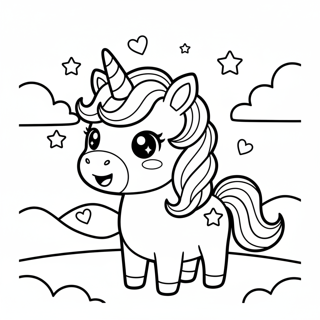 Unicorn coloring page for everyone - Manga style