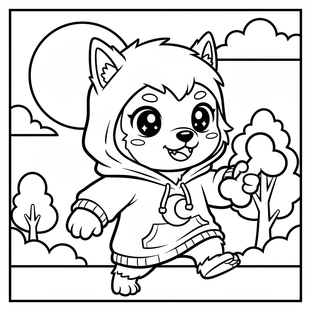 Werewolf coloring page for everyone - Manga style