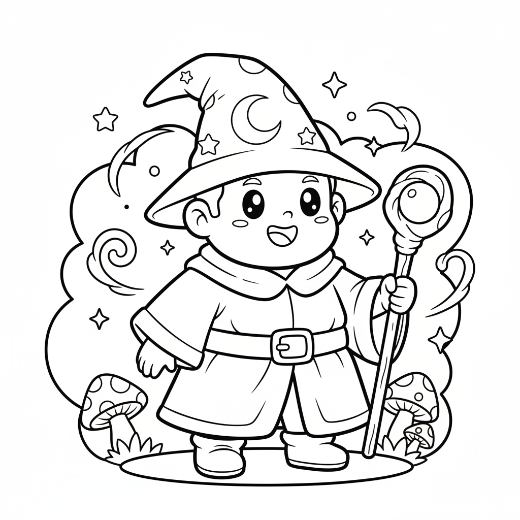 Wizard coloring page for everyone - Manga style