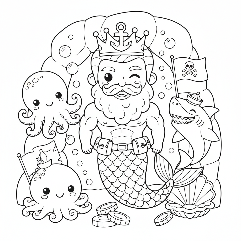 Mermaid coloring page for men - Standard style