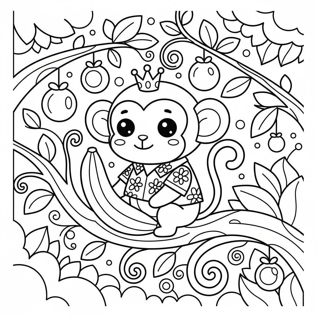 Monkey coloring page for adults - Standard style