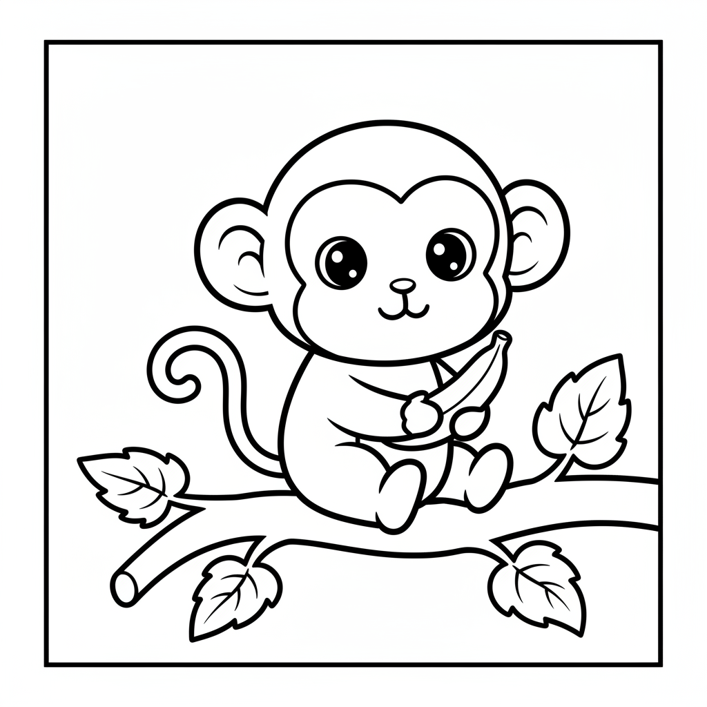 Free printable Monkey coloring page for Iniciantes. High-quality black and white coloring sheet designed for Iniciantes. Perfect for creativity and fun.