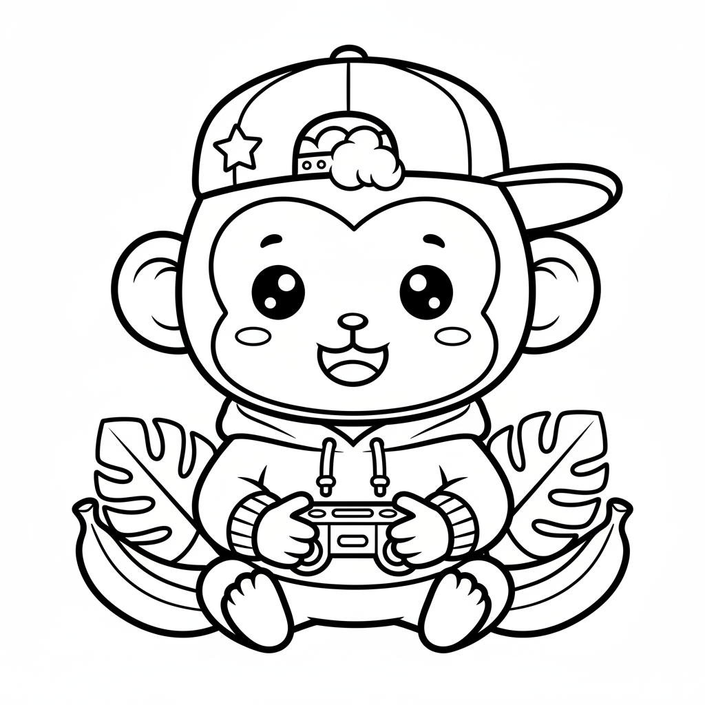 Free printable Monkey coloring page for Men. High-quality black and white coloring sheet designed for Men. Perfect for creativity and fun.