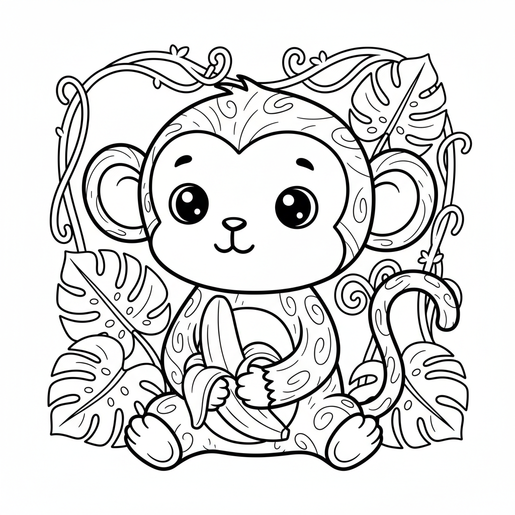 Monkey coloring page for teens - Standard style