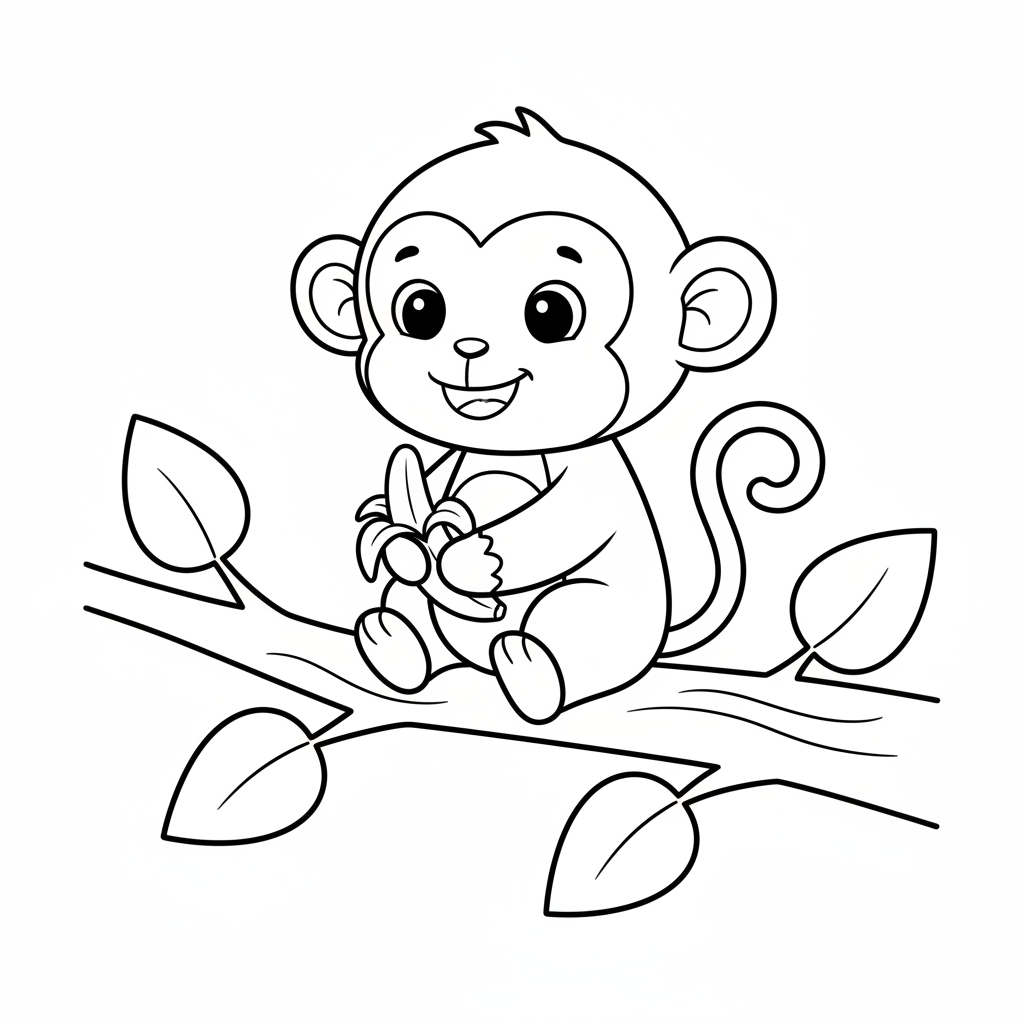Monkey coloring page for toddlers - Standard style
