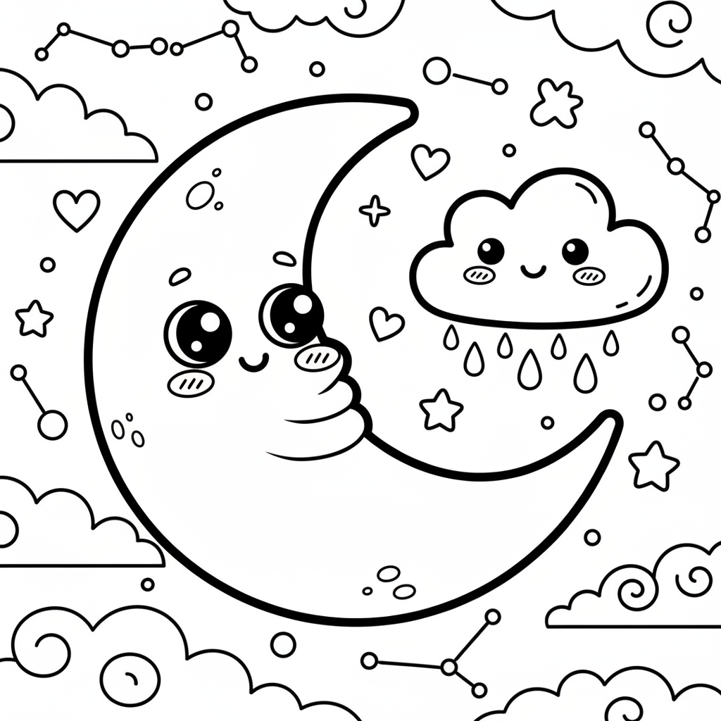 Moon coloring page for adults - Standard style