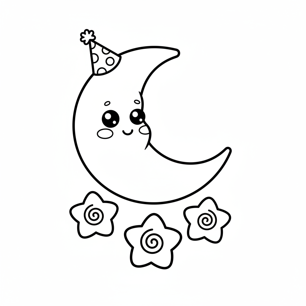 Moon coloring page for kids - Standard style