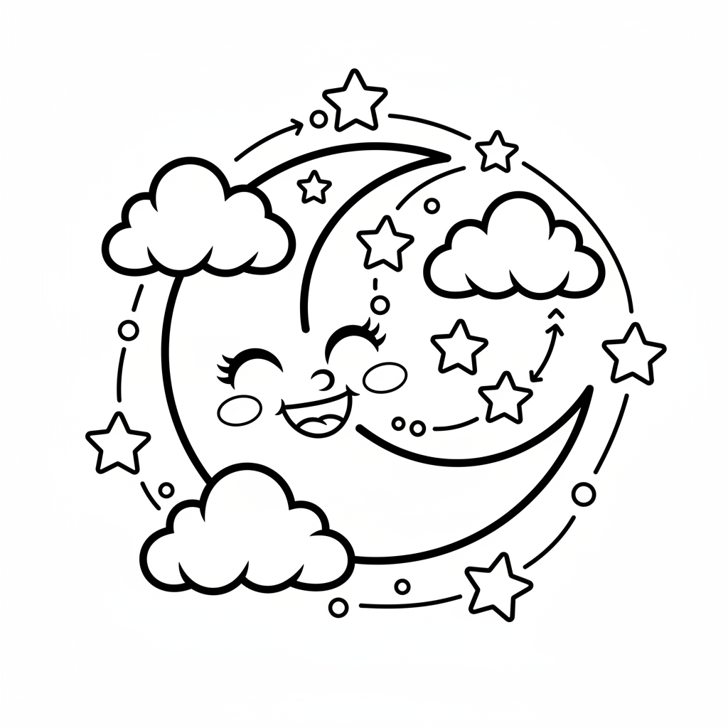 Moon coloring page for teens - Standard style