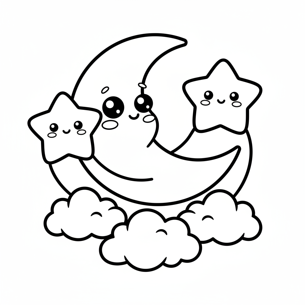 Moon coloring page for toddlers - Standard style