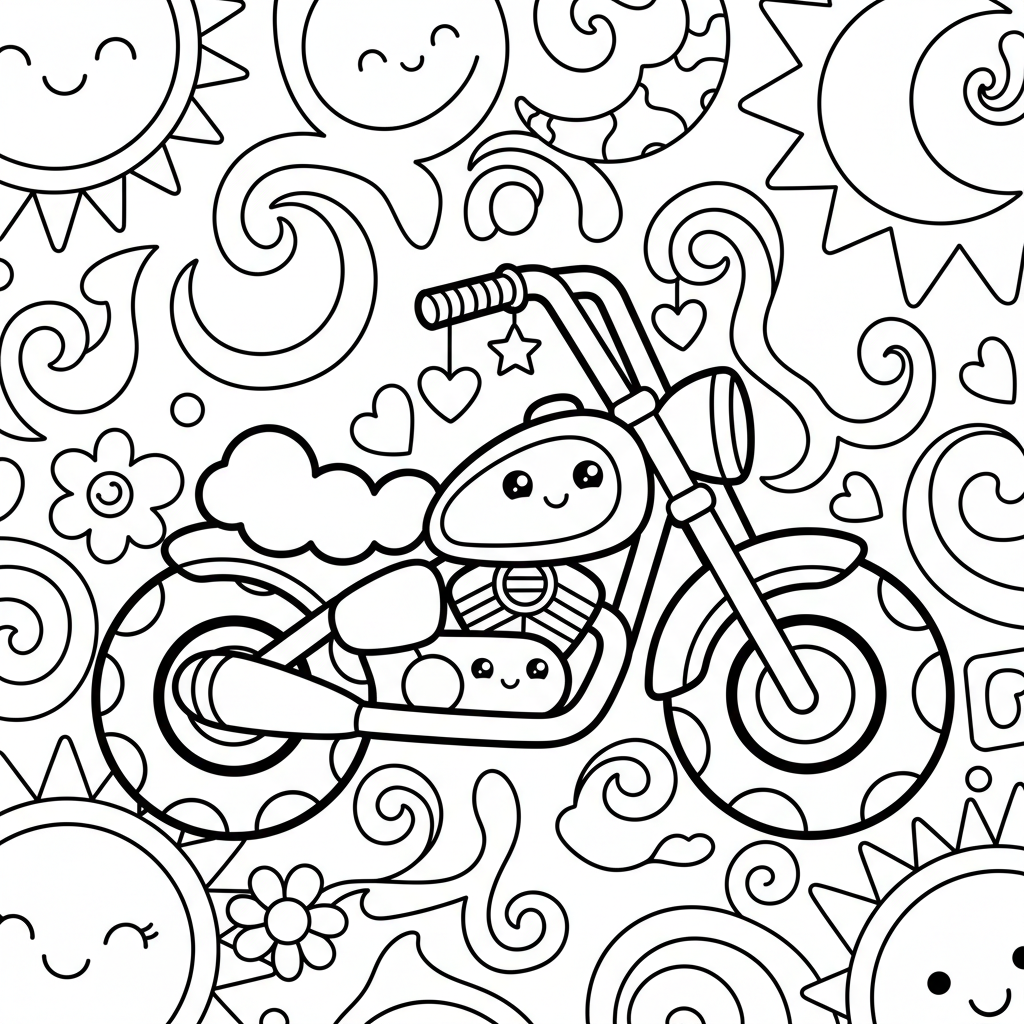 Motorcycle coloring page for adults - Standard style