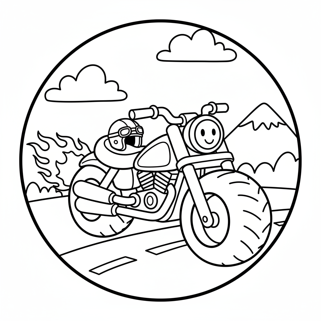 Free printable Motorcycle coloring page for Boys. High-quality black and white coloring sheet designed for Boys. Perfect for creativity and fun.