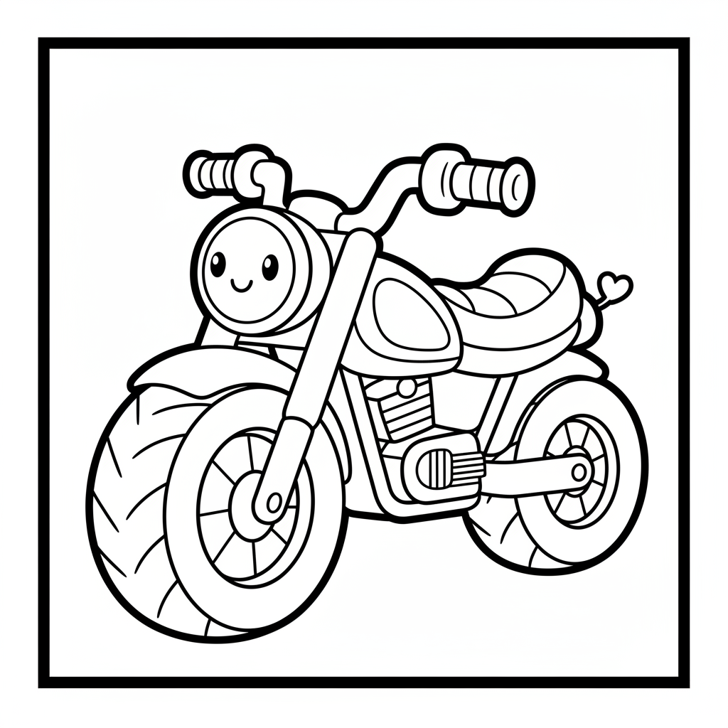 Motorcycle coloring page for kids - Standard style