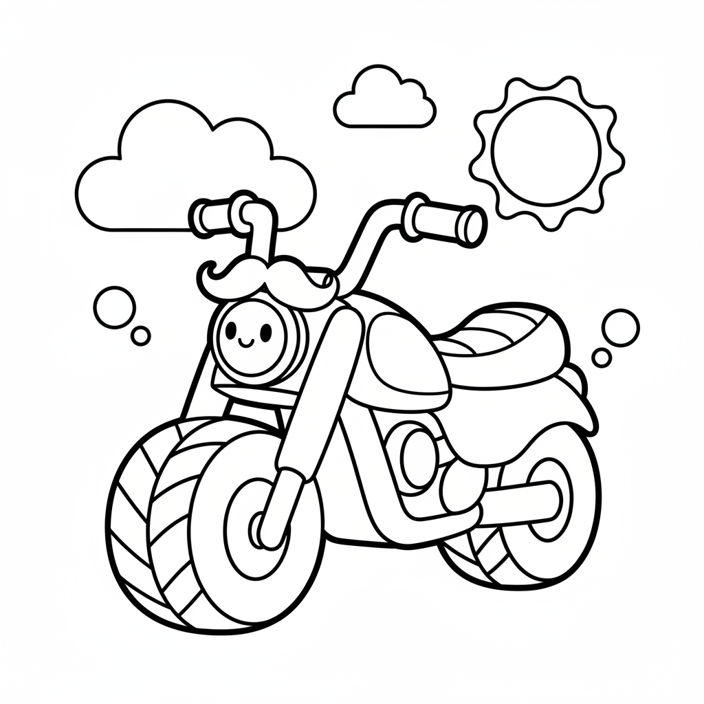 Motorcycle coloring page for preschoolers - Standard style