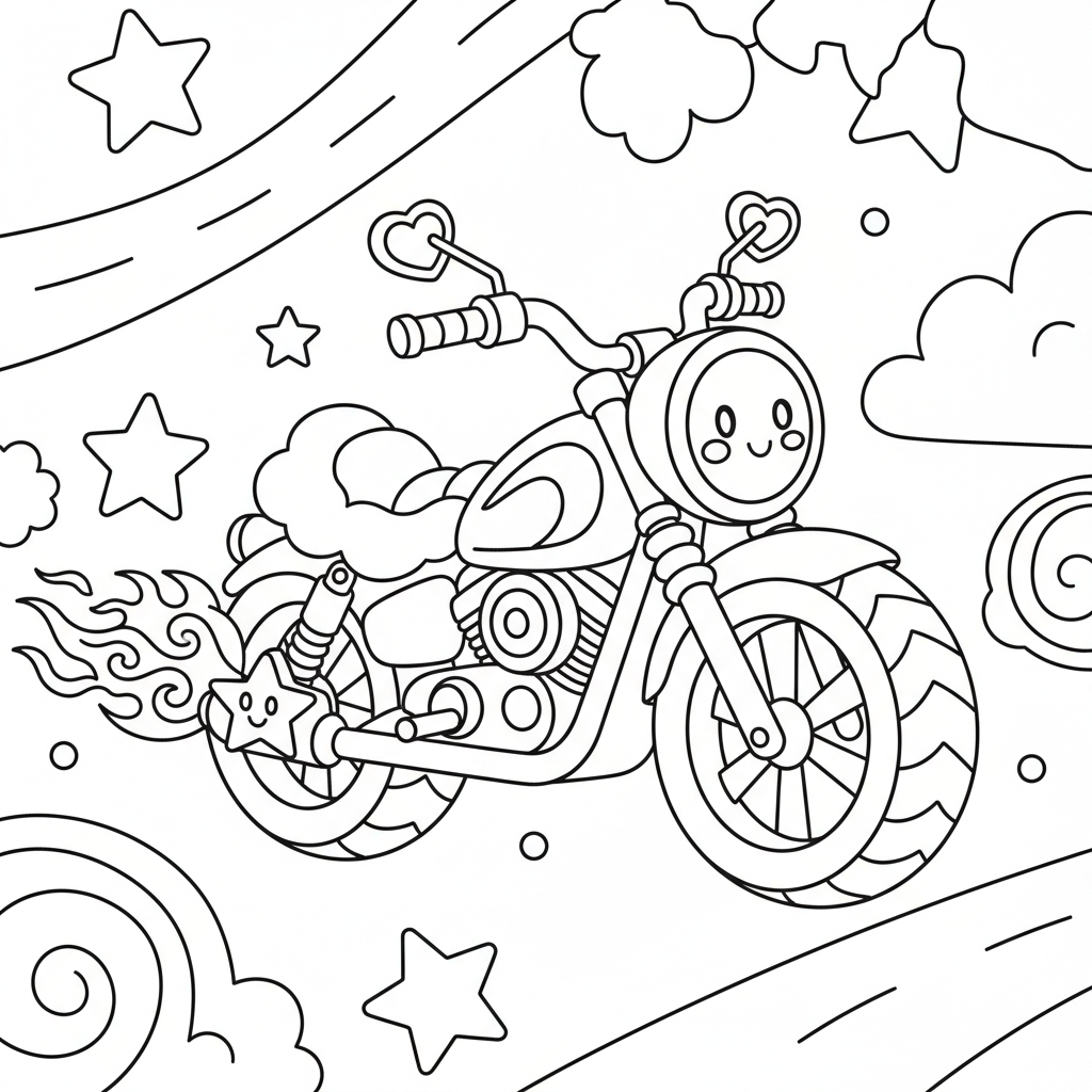 Motorcycle coloring page for teens - Standard style
