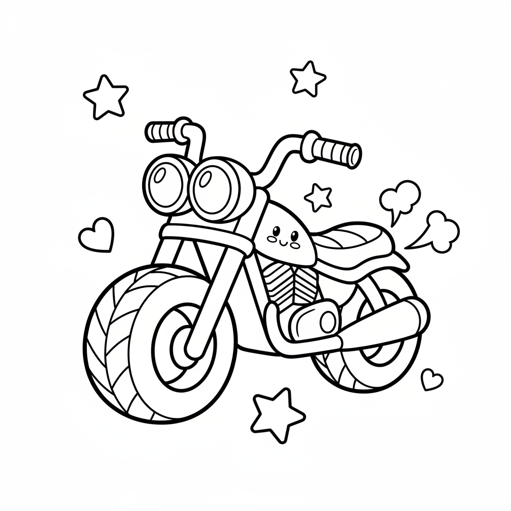 Motorcycle coloring page for toddlers - Standard style
