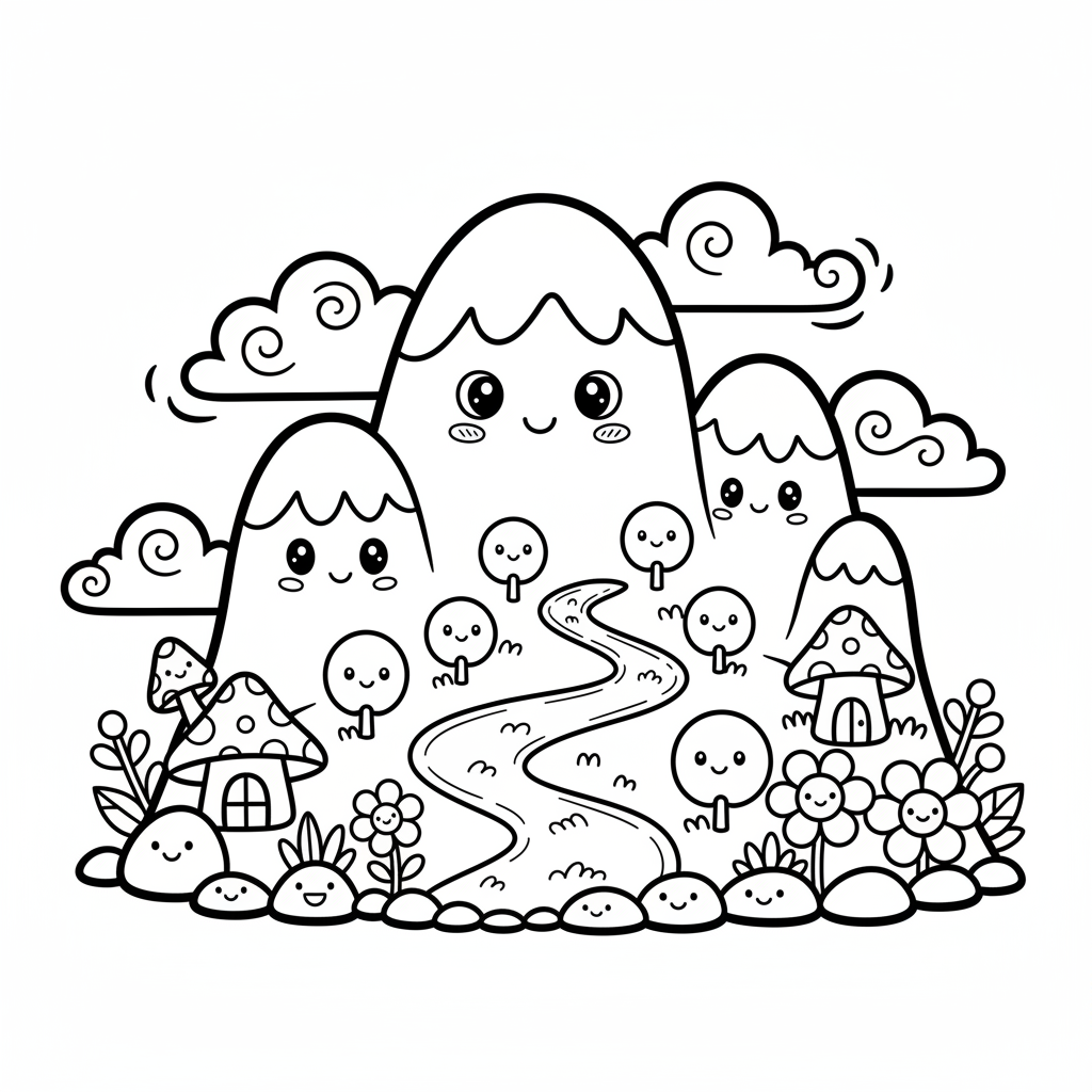 Mountain coloring page for adults - Standard style
