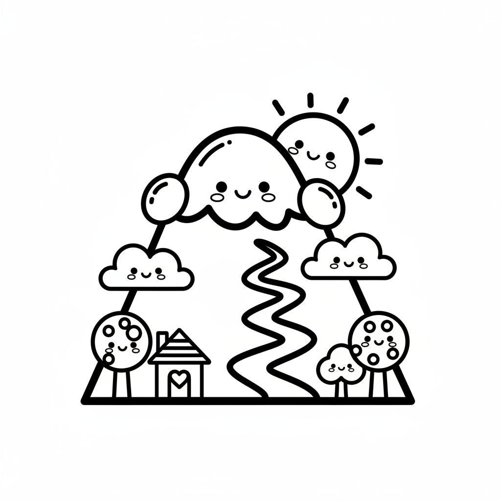 Mountain coloring page for teens - Standard style