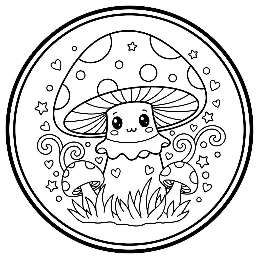 Mushroom coloring page for adults - Standard style