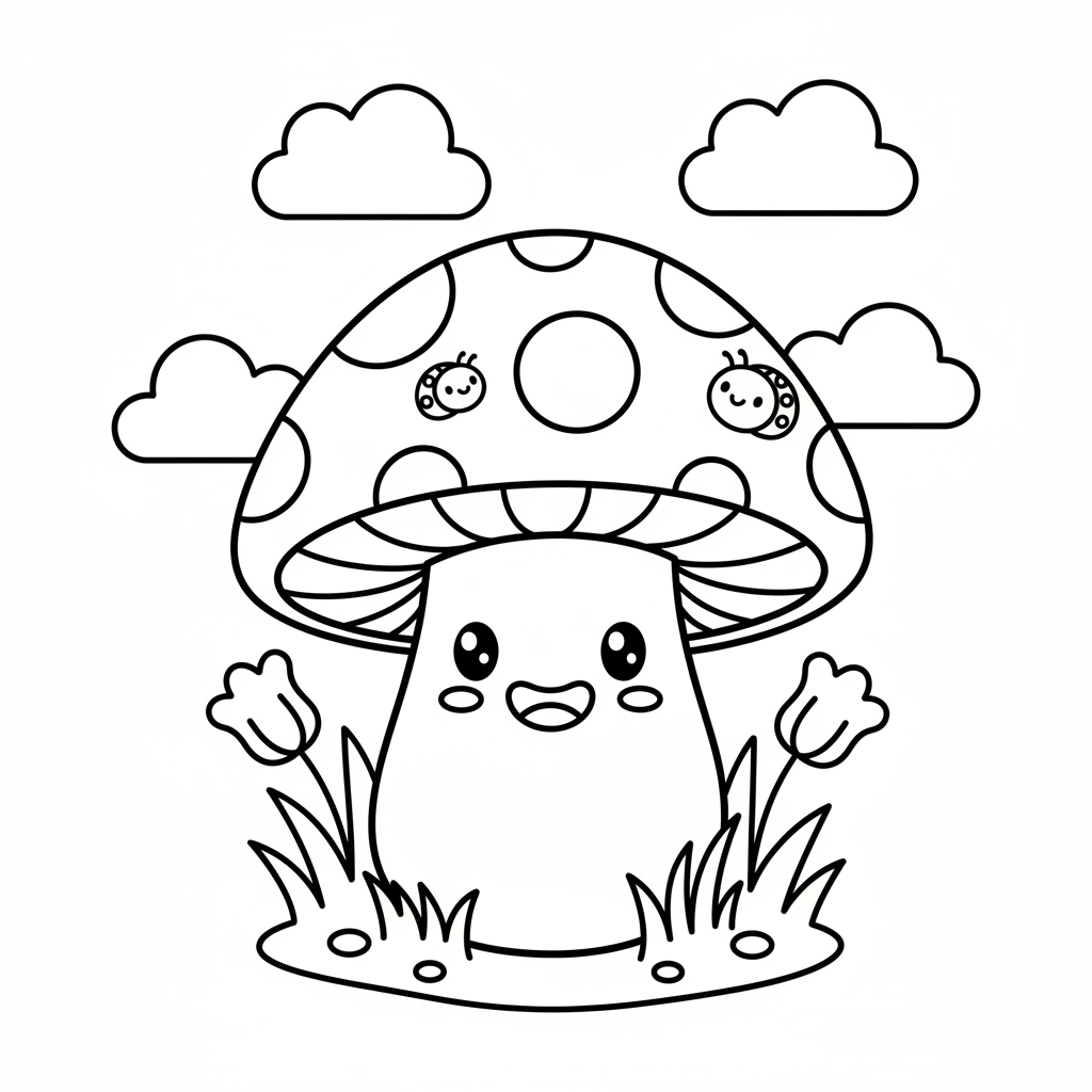 Mushroom coloring page for kids - Standard style