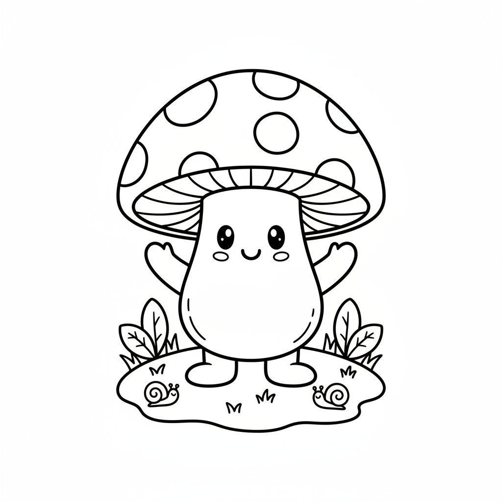 Mushroom coloring page for preschoolers - Standard style