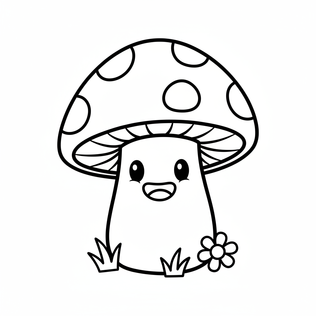 Mushroom coloring page for toddlers - Standard style