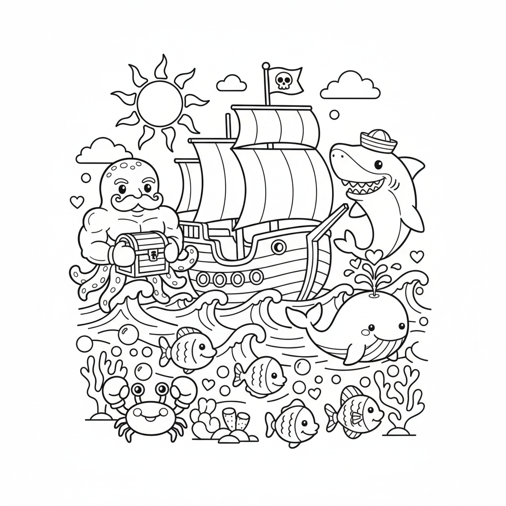 Ocean coloring page for men - Standard style