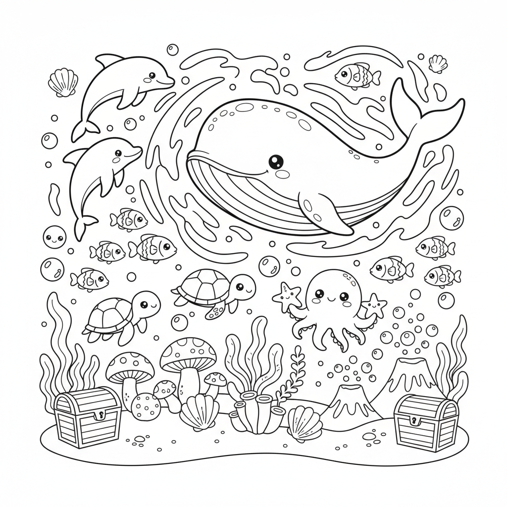 Ocean coloring page for teens - Standard style