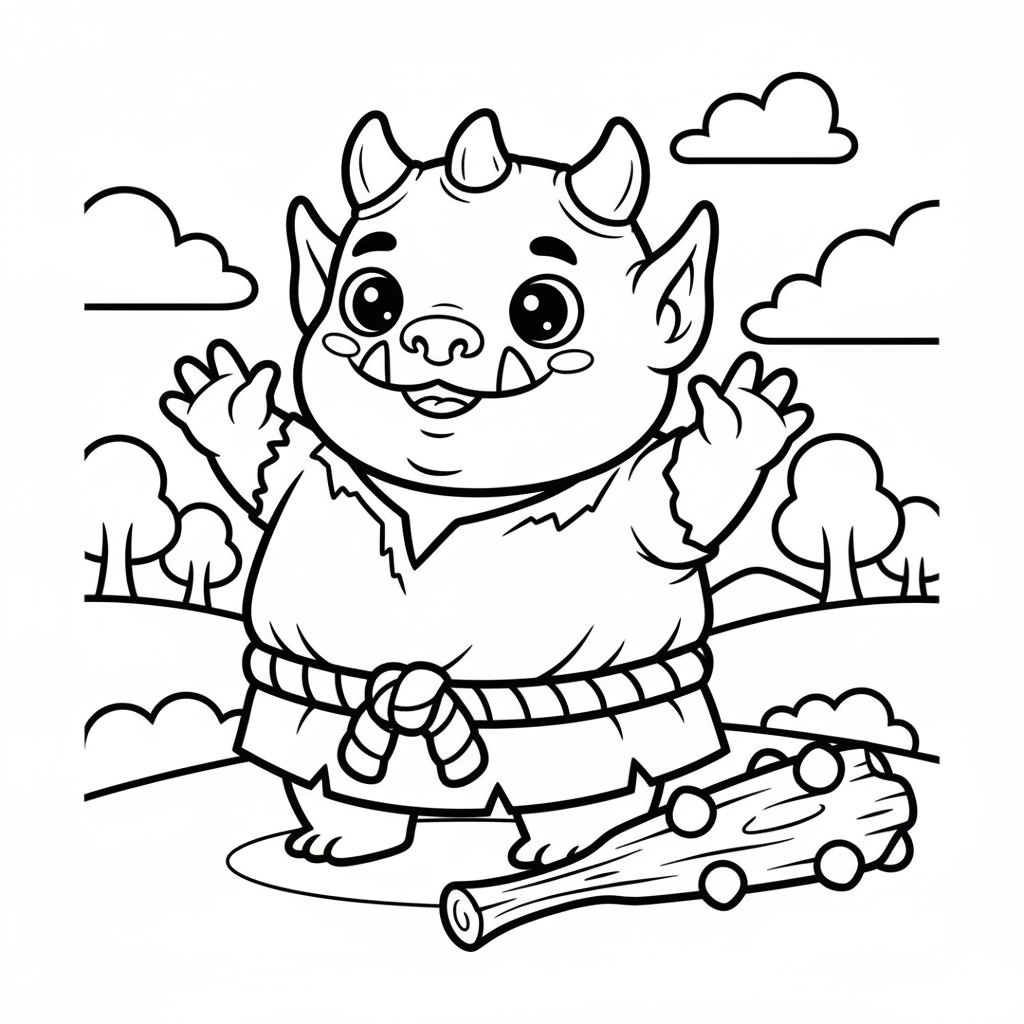 Ogre coloring page for intermediates - Standard style