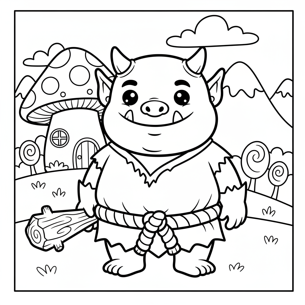 Ogre coloring page for kids - Standard style