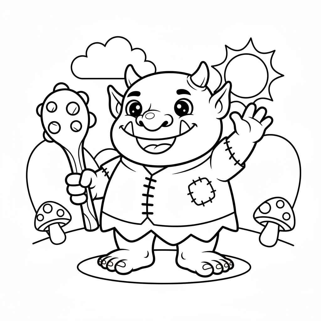 Ogre coloring page for kindergarteners - Standard style