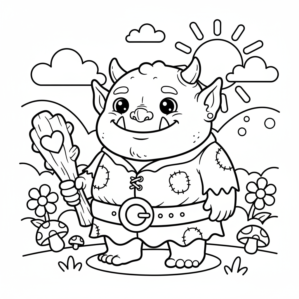 Ogre coloring page for seniors - Standard style