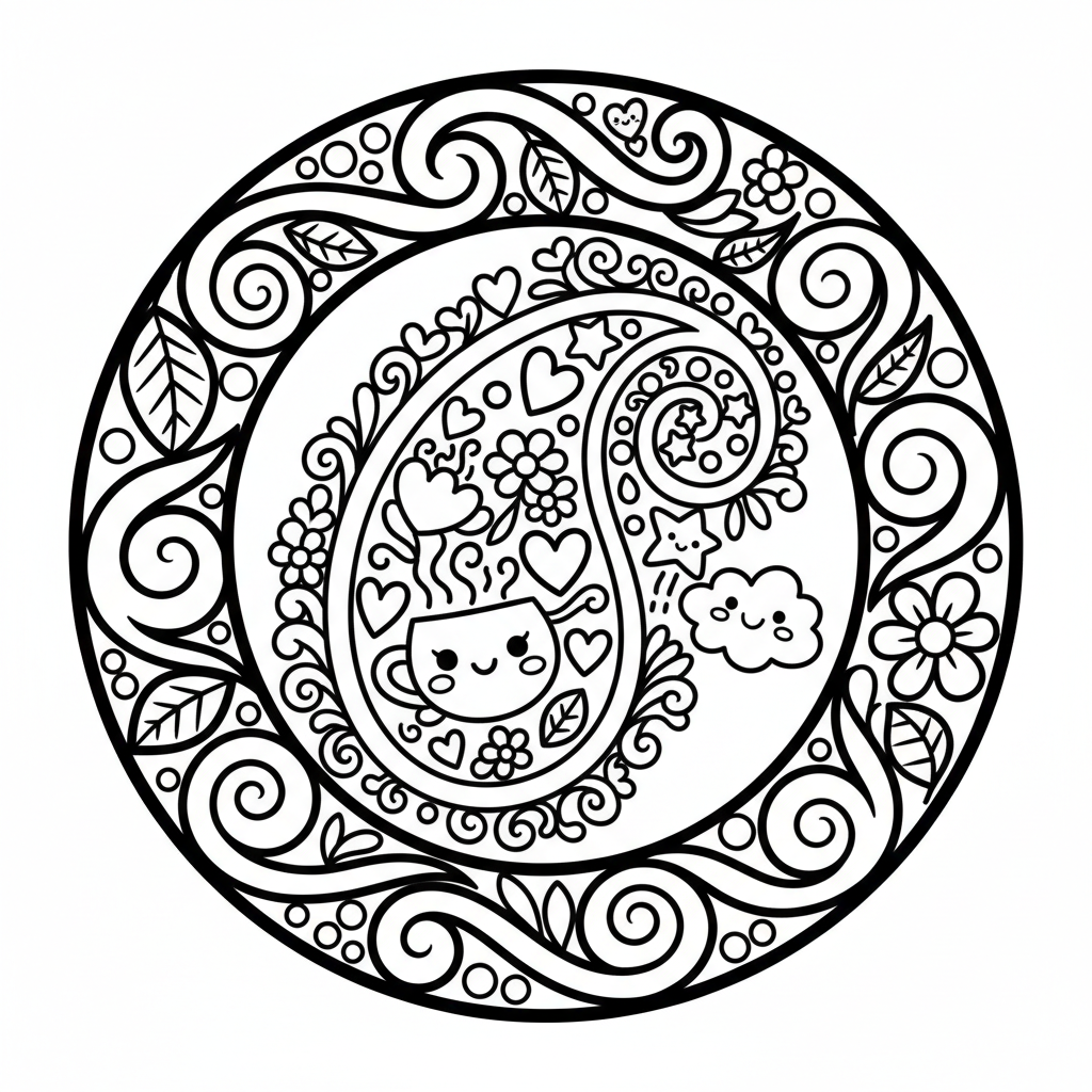 Paisley coloring page for adults - Standard style