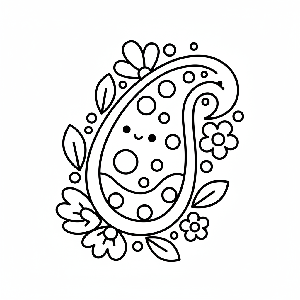 Paisley coloring page for beginners - Standard style