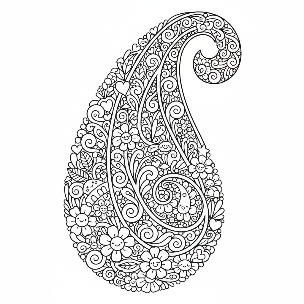 Paisley coloring page for experts - Standard style
