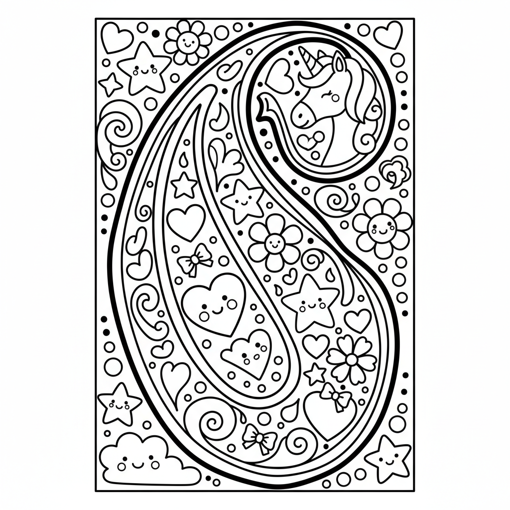 Paisley coloring page for girls - Standard style