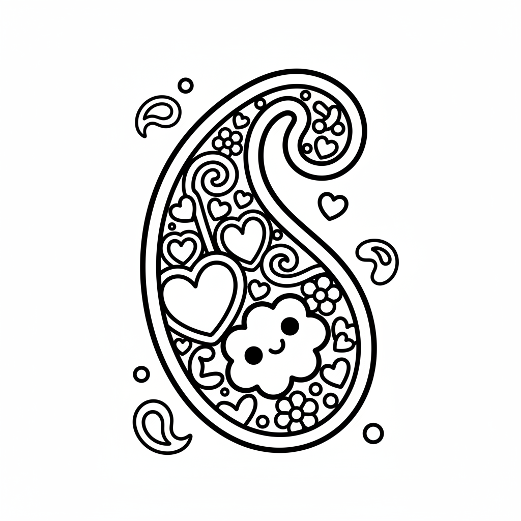 Paisley coloring page for intermediates - Standard style