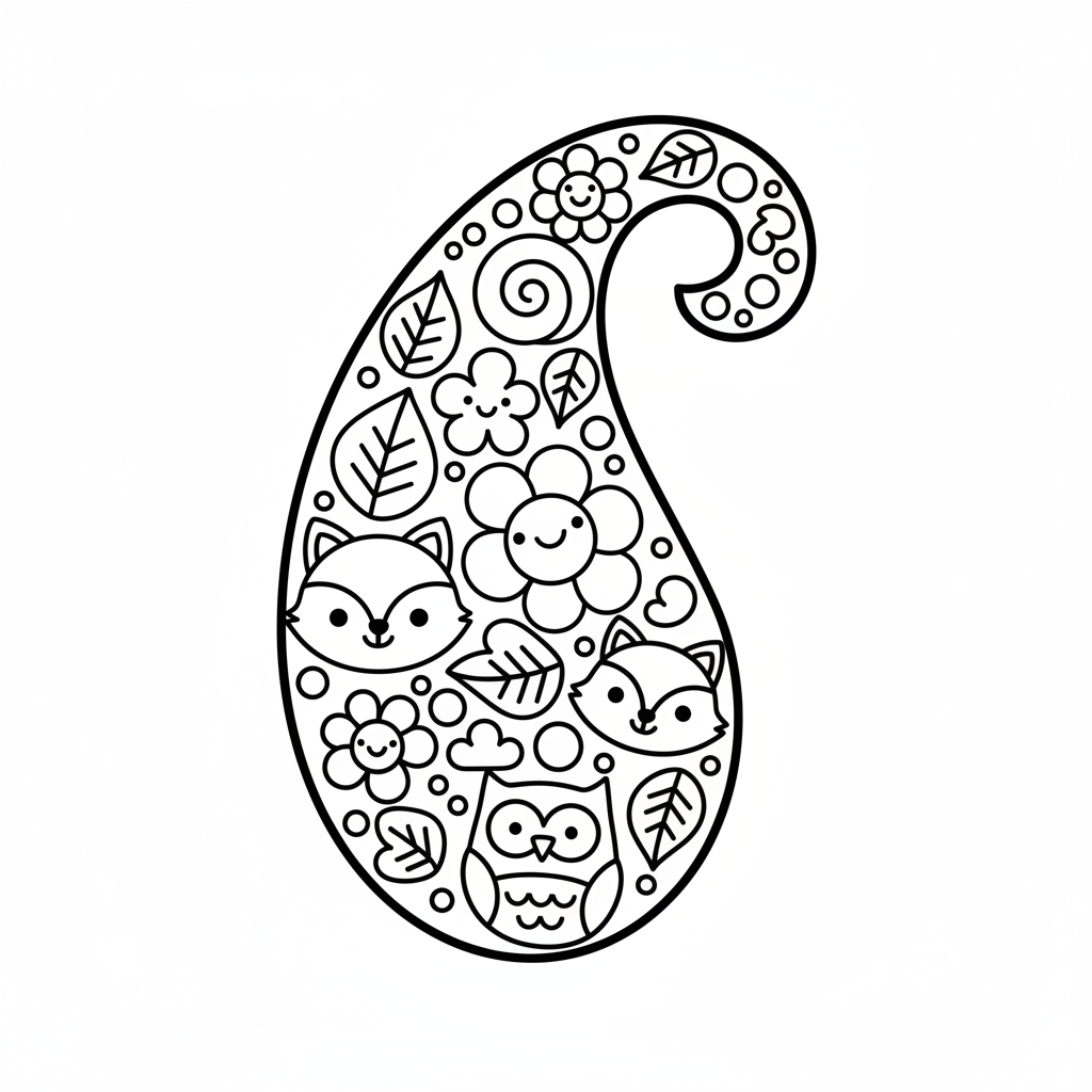 Paisley coloring page for kids - Standard style