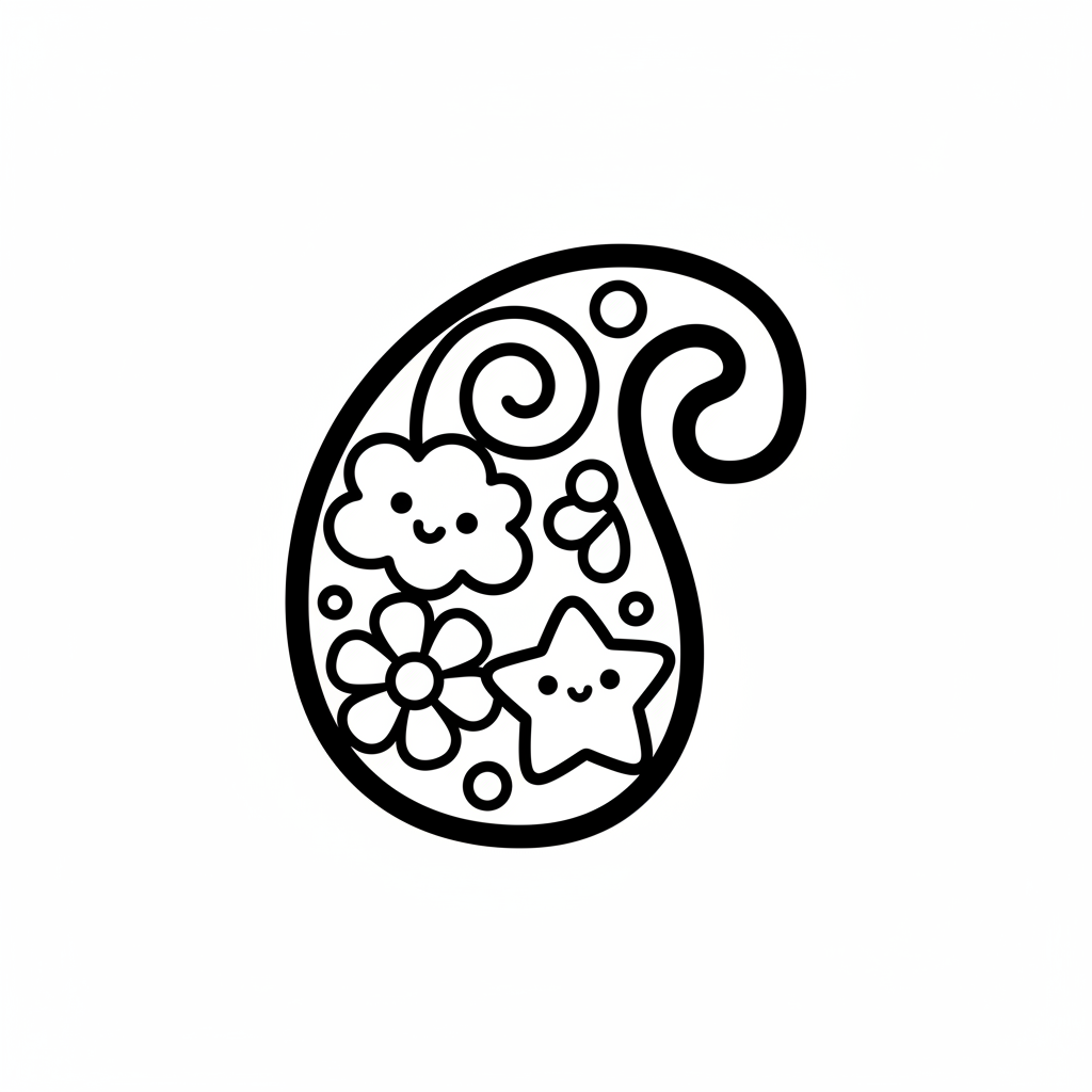 Paisley coloring page for kindergarteners - Standard style