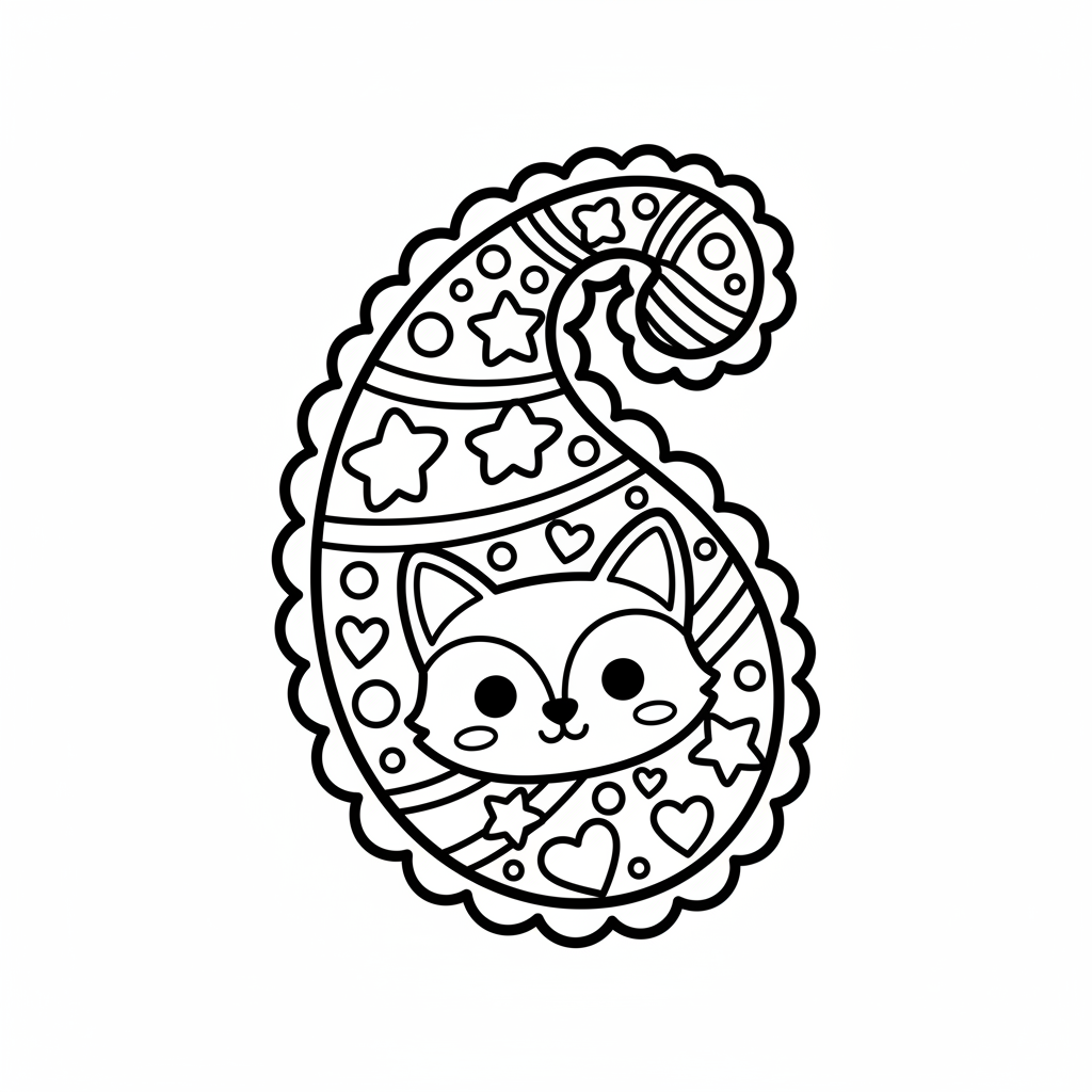 Paisley coloring page for preschoolers - Standard style